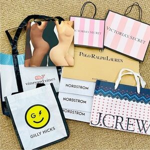 NEW! 10 Shopping Bags w/Vineyard Vines, Skims, Ralph Lauren, J. Crew